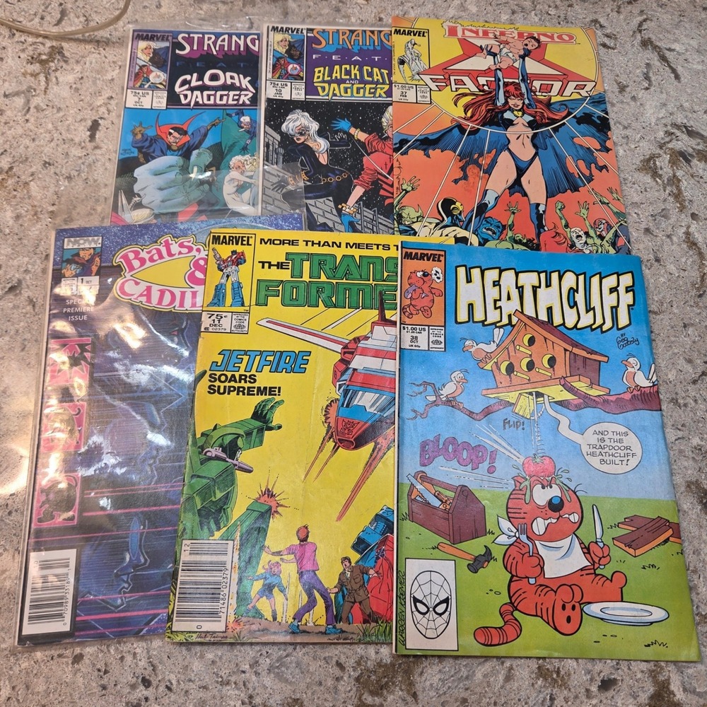 VTG Marvel Comic Lot of 6 Transformers, X-Factor, Strange Tales, Heathcliff